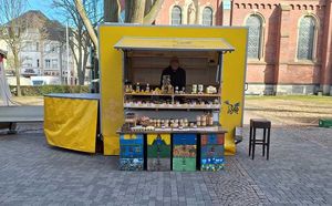 Bild vom Wochenmarkt-Stand des Honig-Händlers Beckmann